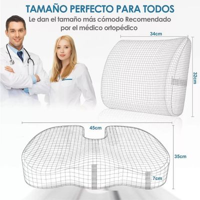 Imagen 2 del producto Cojin Negro Lumbar Y Asiento Para Coxis y Ciatica Lumbar