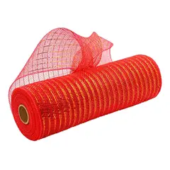 GENERICO - Malla Cinta Decorativas Árbol Navidad 15cm por 10mtrs Roja