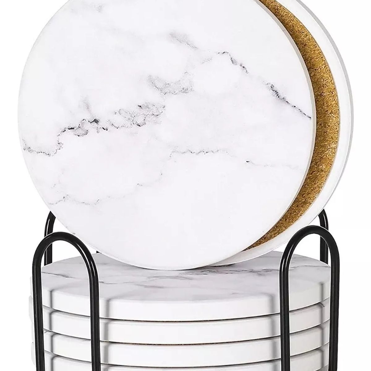 KUANGYE - Set De 6 Posavasos De Cerámica Mármol