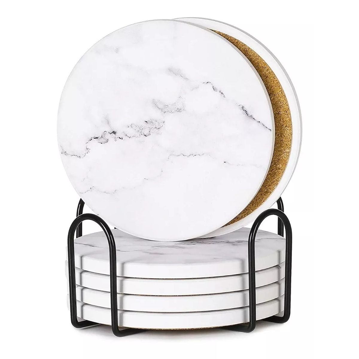 KUANGYE - Set De 6 Posavasos De Cerámica Mármol