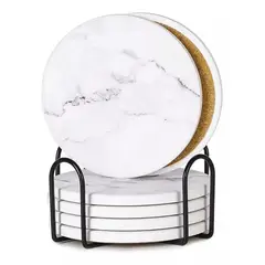 KUANGYE - Set De 6 Posavasos De Cerámica Mármol