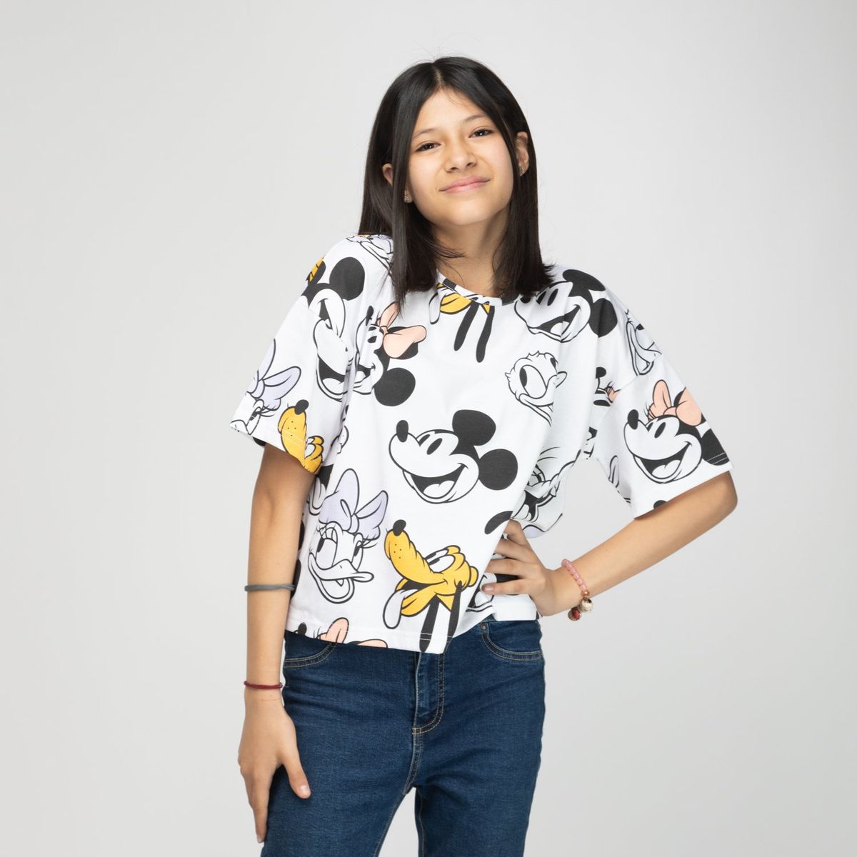 DISNEY - Polera Niña Mickey y Sus Amigo Blanco Disney