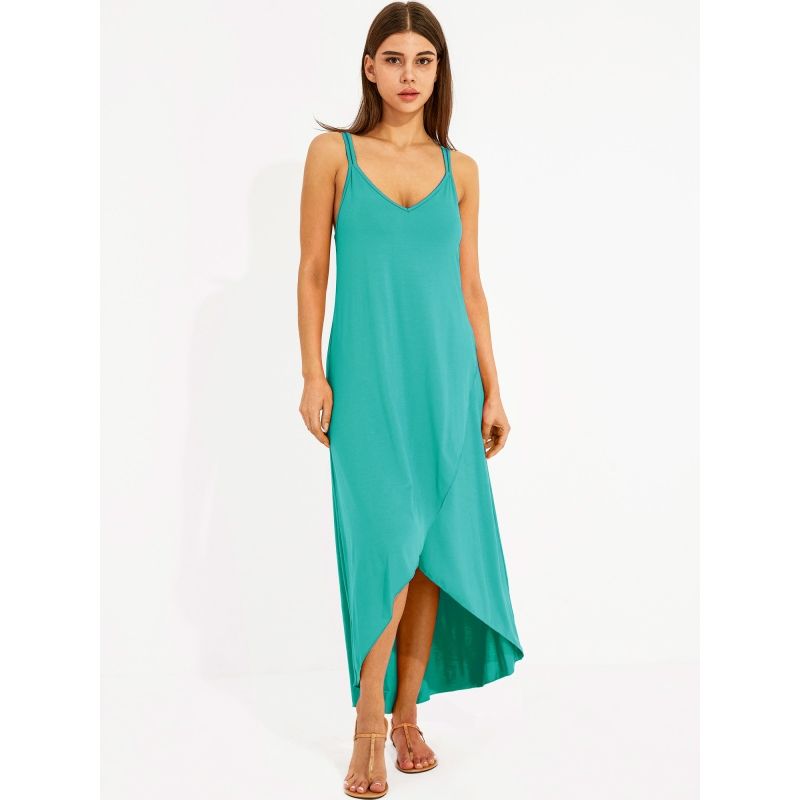 MOSS ROSE - Maxi vestido de tirantes casual para mujer azul lago