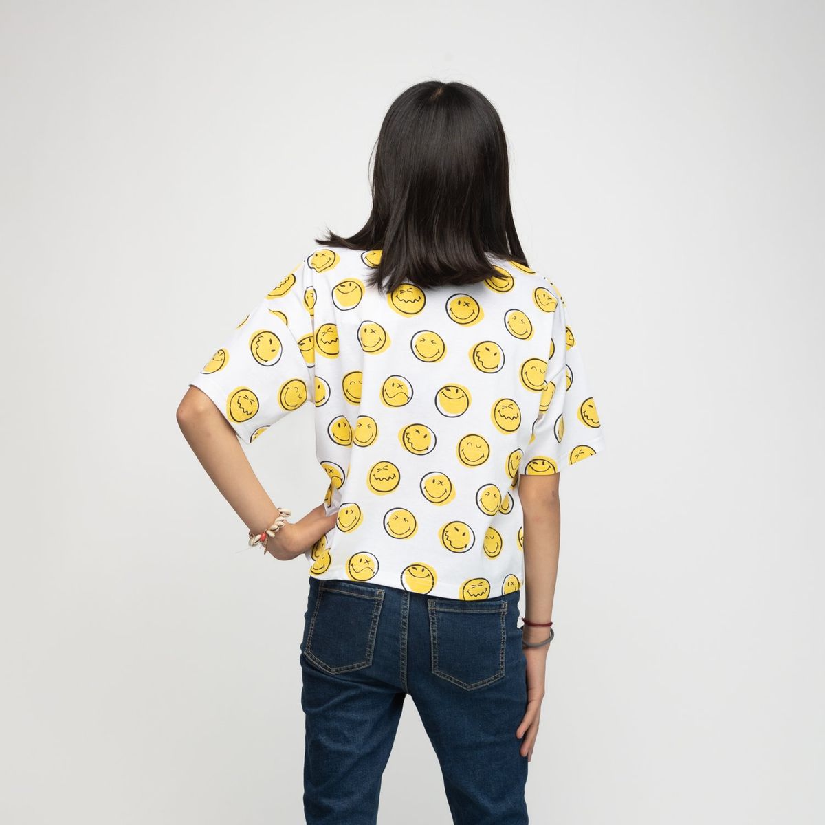 SMILEY - Polera Niña Smiley World Full Print Blanco Smiley