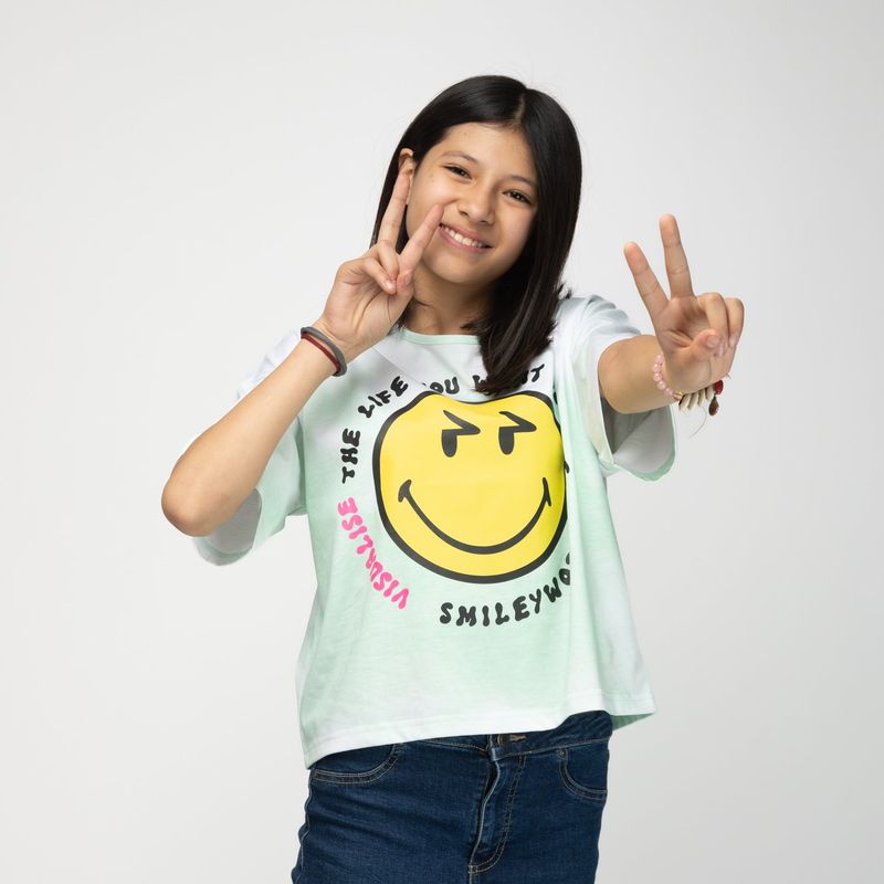 SMILEY - Polera Niña The Life Turquesa Smiley