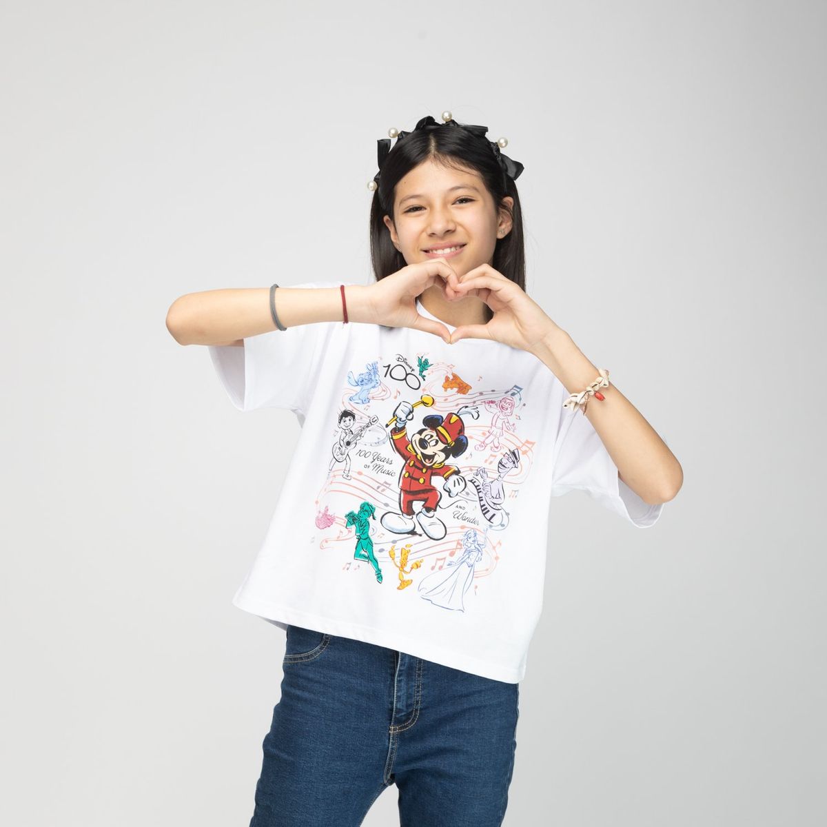 DISNEY - Polera Niña Mickey Wonder 100 años Blanco Disney