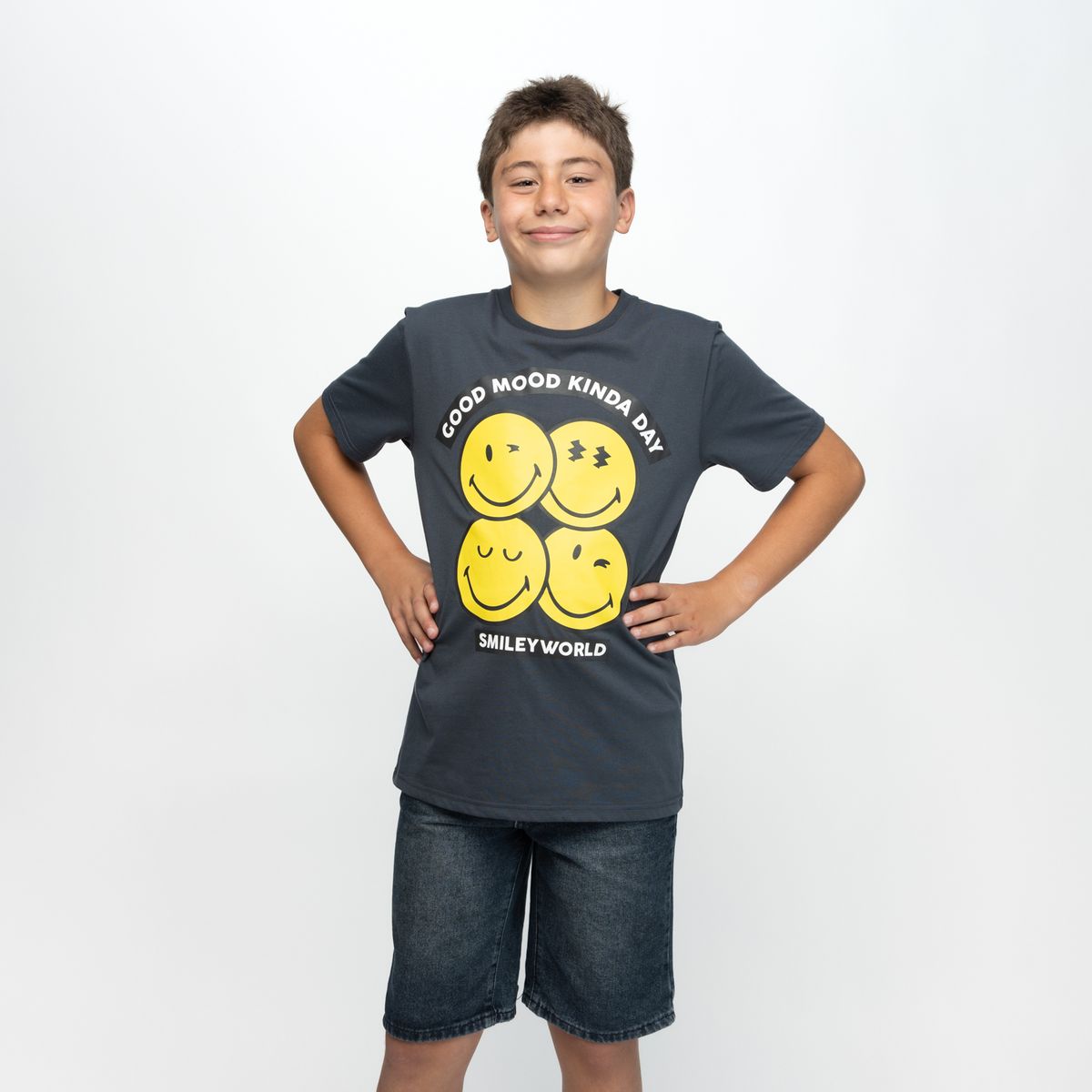 SMILEY - Polera Niño Good Mood Kinda Day Gris Smiley