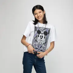 DISNEY - Polera Niño Bicolor Mickey 100 años Blanco