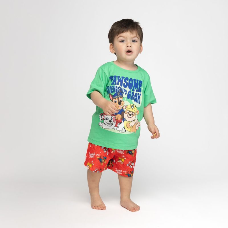 PAW PATROL - Polera Niño Marshall Rubble y Rocky Verde Paw Patrol
