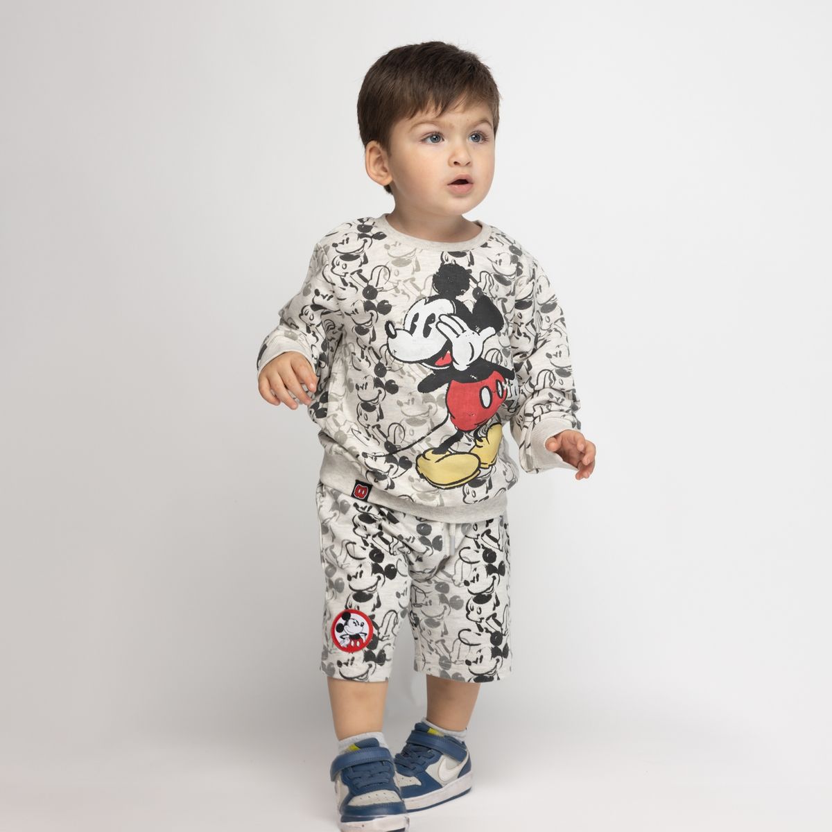 DISNEY - Poleron Niño Mickey Full Print Gris Mickey
