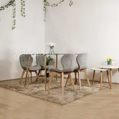 CORI CORI - Comedor 130 x 80cm + 4 sillas Mariposa Velvet Gris