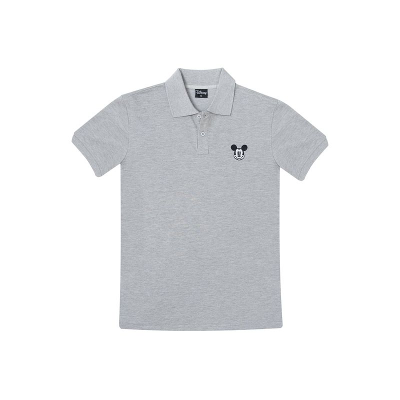 DISNEY - Polera Pique Hombre Face Mickey Gris Disney