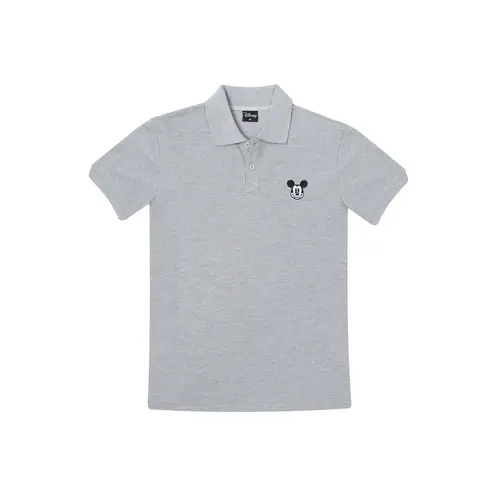 DISNEY - Polera Pique Hombre Face Mickey Gris