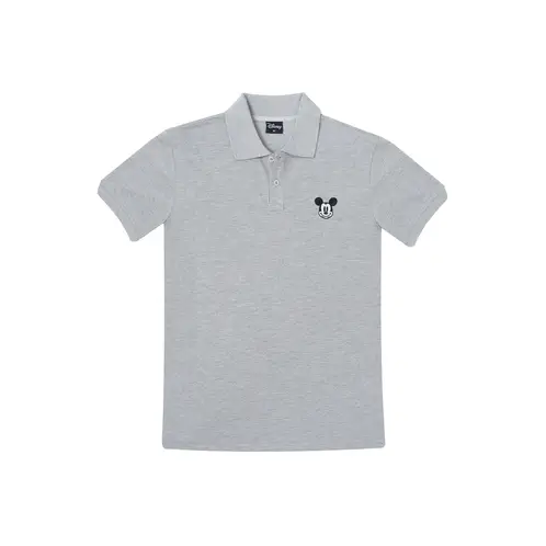 DISNEY - Polera Pique Hombre Face Mickey Gris