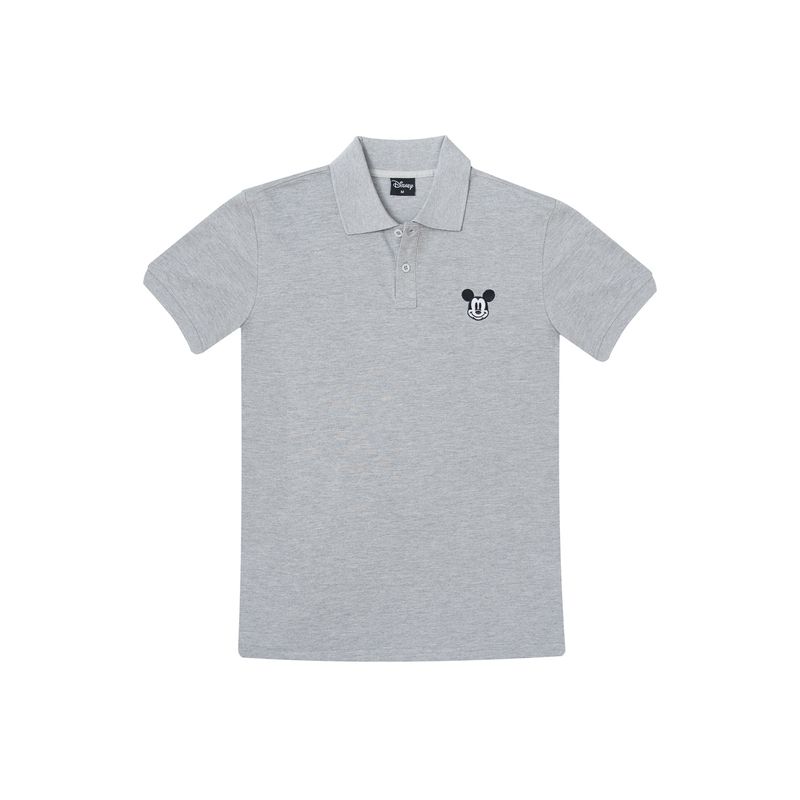 DISNEY - Polera Pique Hombre Face Mickey Gris Disney