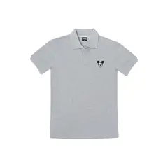 DISNEY - Polera Pique Hombre Face Mickey Gris