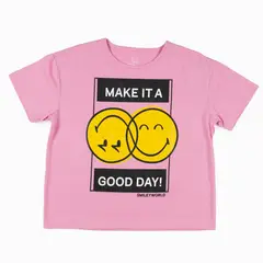 SMILEY - Polera Niña Dos Caras Rosa