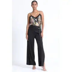LIOLA - Pantalon Ancho Abertura Negro