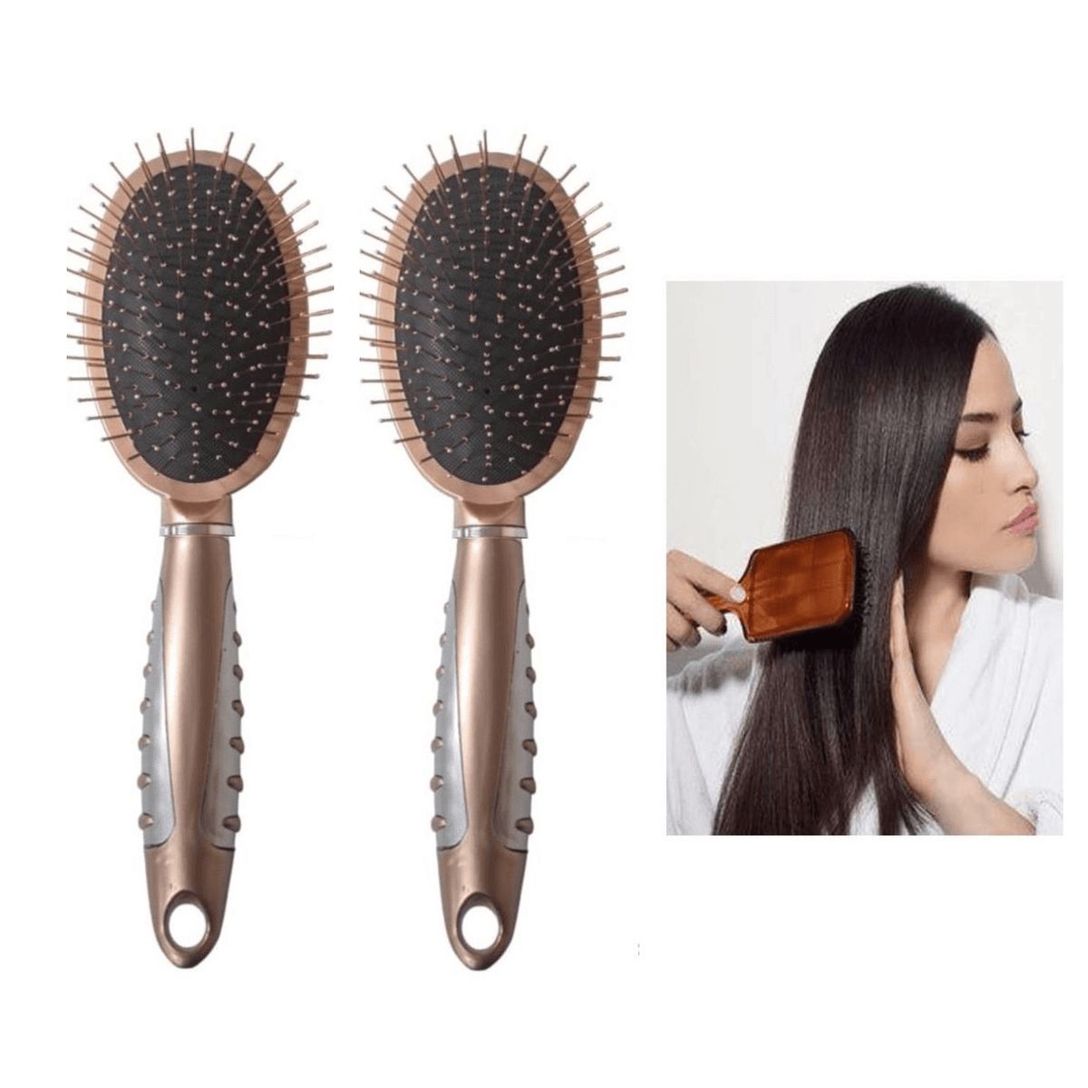 GENERICO - 2 Cepillos Cobre Anti Frizz