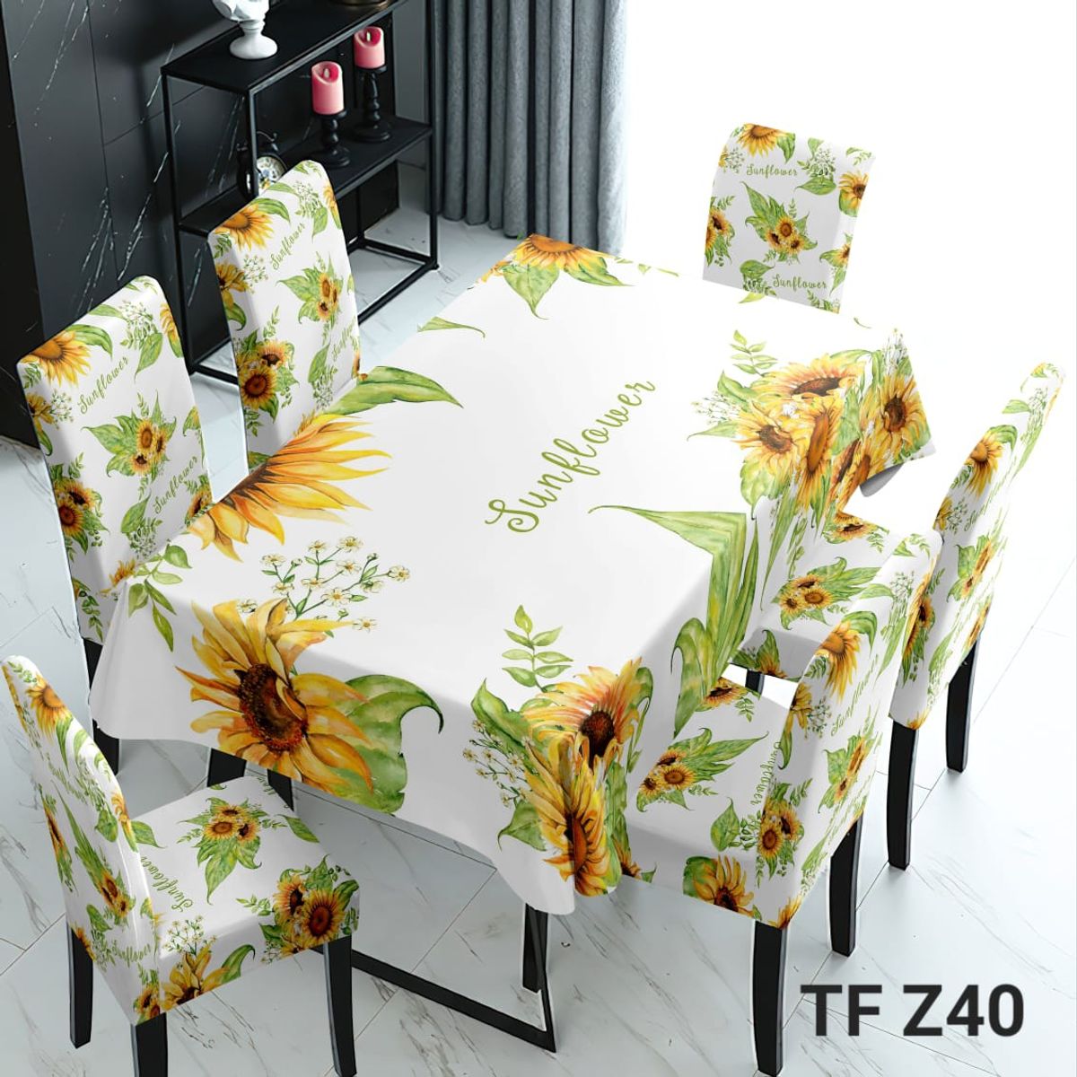 GENERICO - Set Mantel Decorativo Rectangular y fundas de silla para comedor 08