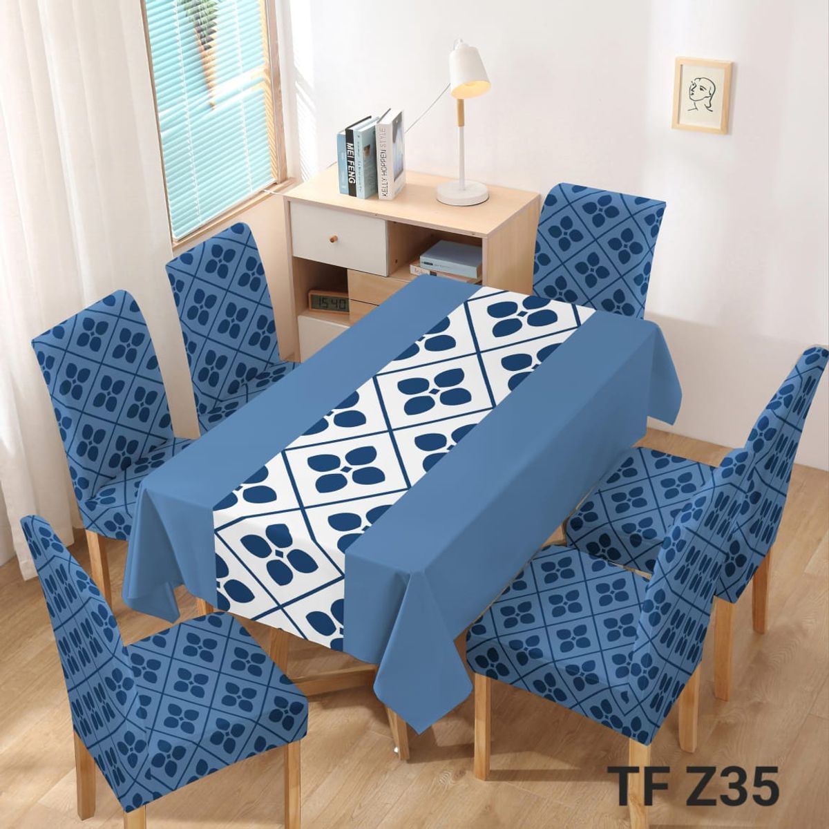 GENERICO - Set Mantel Decorativo Rectangular y fundas de silla para comedor 06