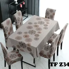 GENERICO - Set Mantel Decorativo Rectangular y fundas de silla para comedor 05