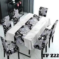 GENERICO - Set Mantel Decorativo Rectangular y fundas de silla para comedor 03