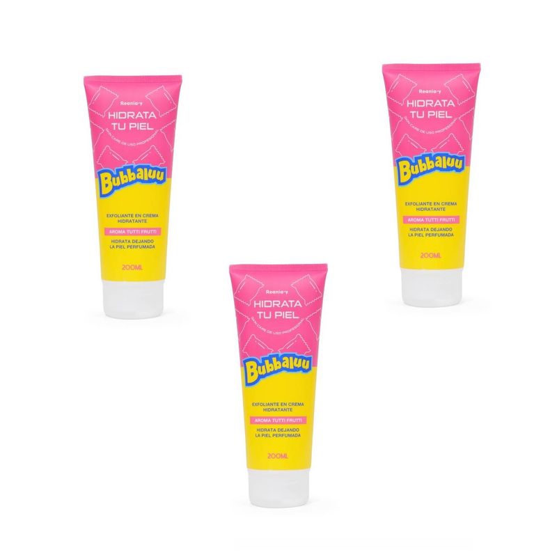 GENERICO - 3 Exfoliante En Crema Hidratante Bubbaluu Aroma Tutti Frutti 200ml
