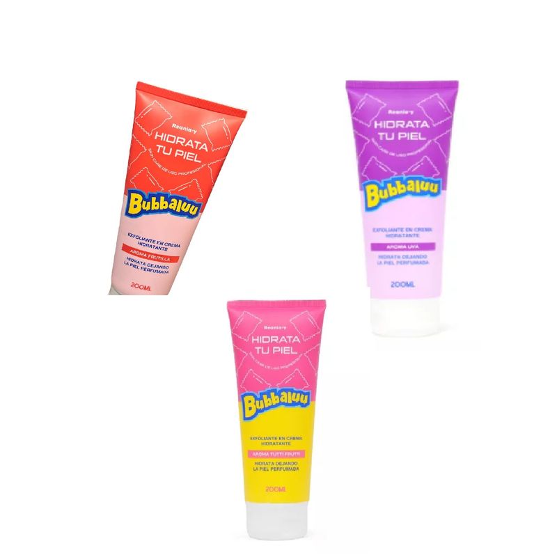 GENERICO - 3 Exfoliantes En Crema Hidratante Bubbaluu 200ml