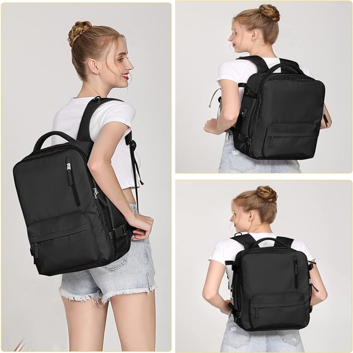 WAKESHOME - Mochila Portatil Impermeable para Viaje Equipaje de Mano Puerto USB