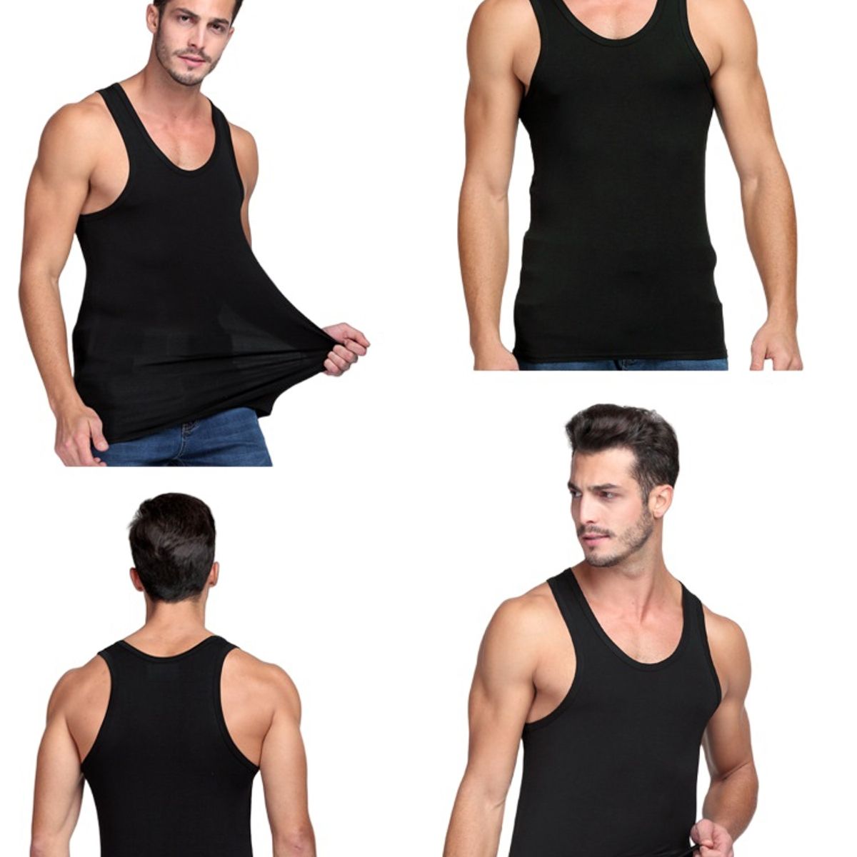 GARSIL - Pack 4 Polera Musculosa Para Hombre - Camiseta Sin Magas - 100 Algodon