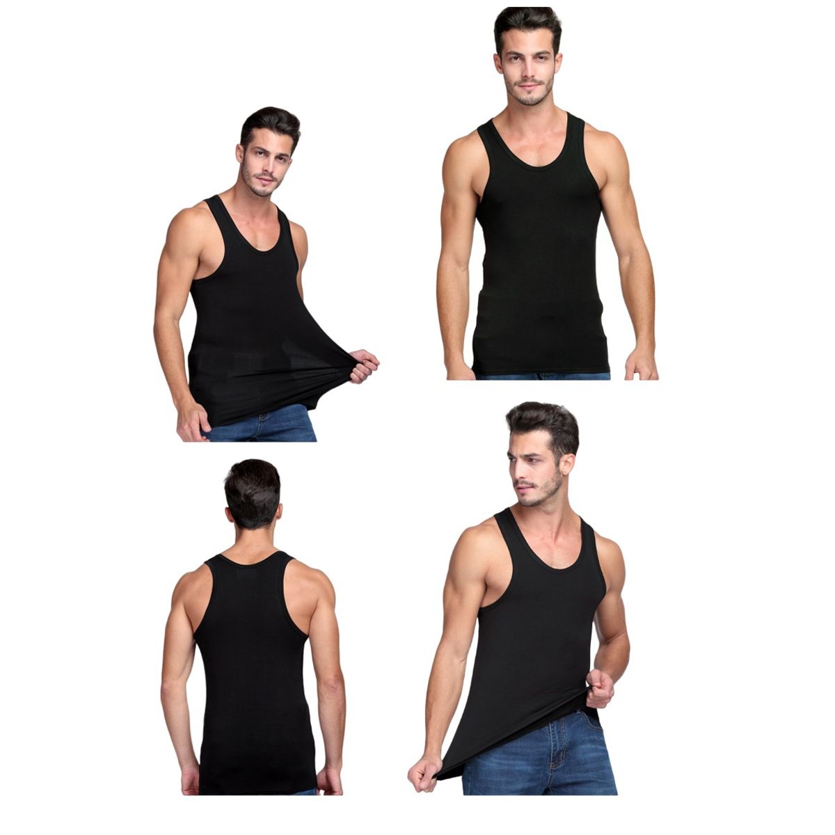 GARSIL - Pack 4 Polera Musculosa Para Hombre - Camiseta Sin Magas - 100 Algodon