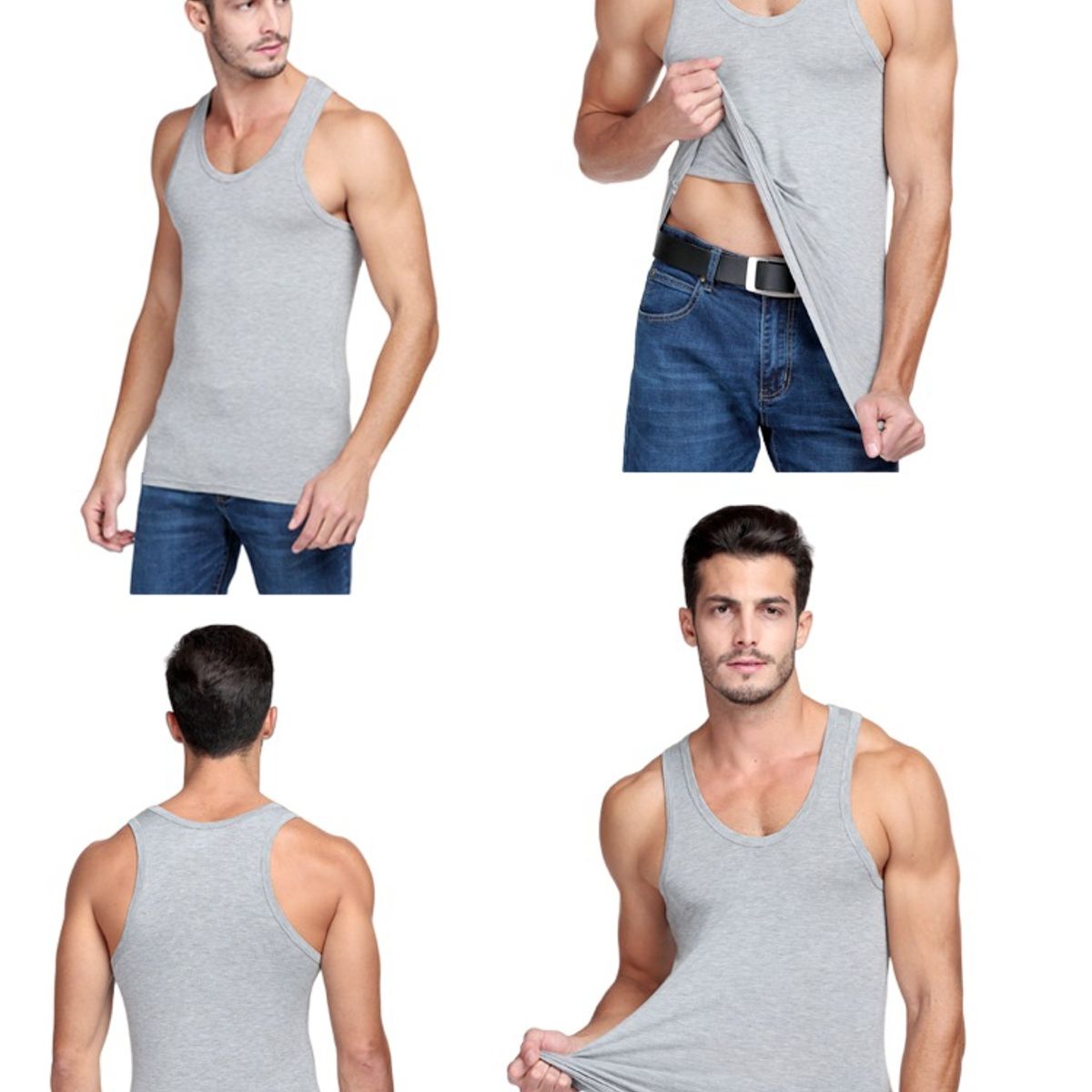 GARSIL - Pack 4 Polera Musculosa Para Hombre - Camiseta Sin Magas - 100 Algodon