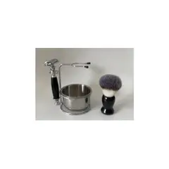 GENERICO - Kit de Afeitado Brocha Pocillo Porta Hojilla Navajin Barberia