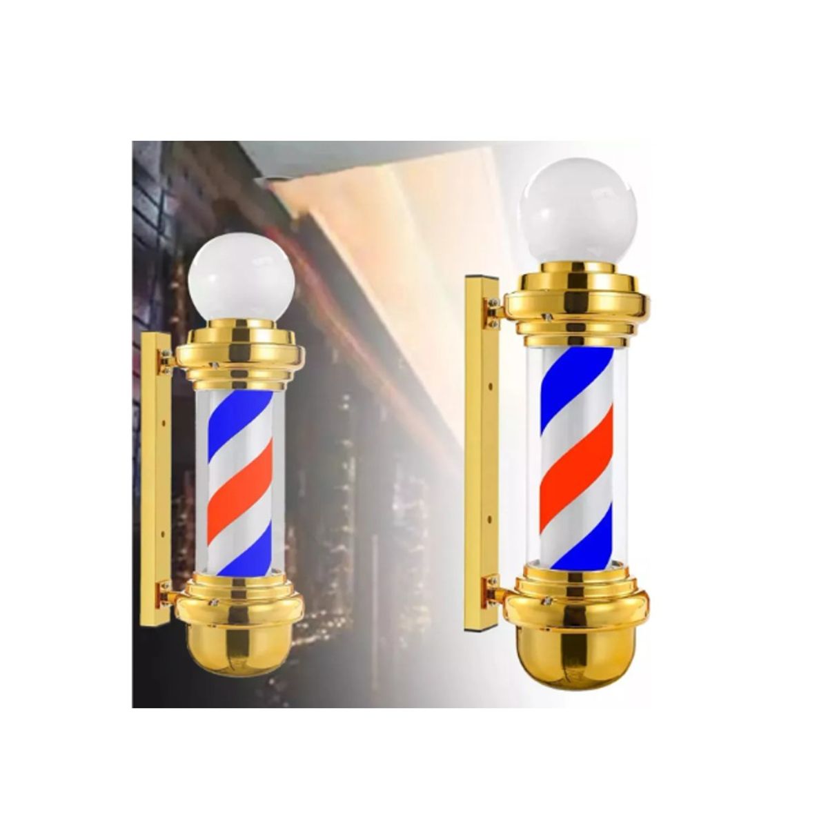 GENERICO - Letrero Pole Con Bola Giratorio Barberia 88cm Dorado