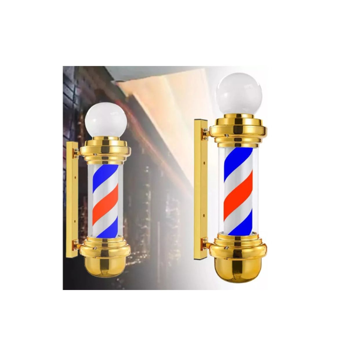 GENERICO - Letrero Pole Con Bola Giratorio Barberia 88cm Dorado
