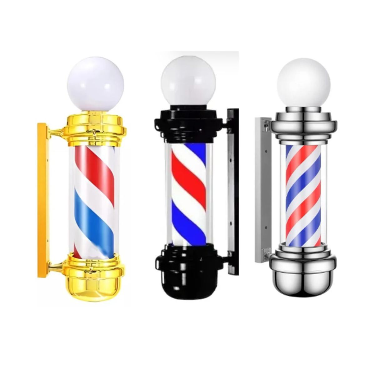 GENERICO - Letrero Pole Con Bola Giratorio Barberia 88cm Dorado