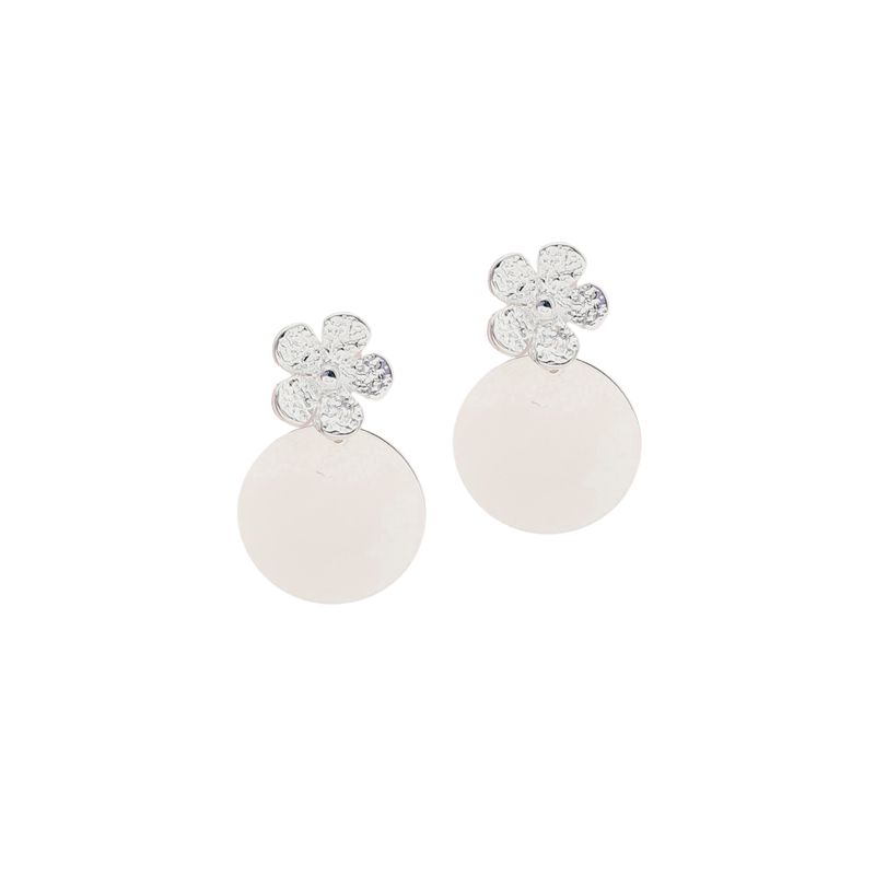 JOYAS MONTERO - Aros Flor Baño de Oro Blanco 24k