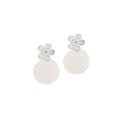 JOYAS MONTERO - Aros Flor Baño de Oro Blanco 24k