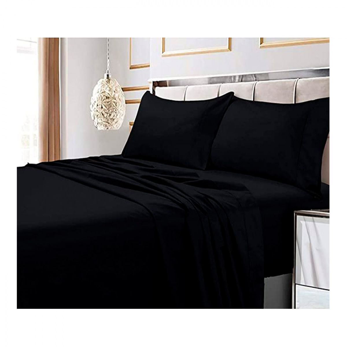 GENERICO - Juego De Sabana Negra 2.0 Plazas 144 hilos(Queen) - Excelente Calidad