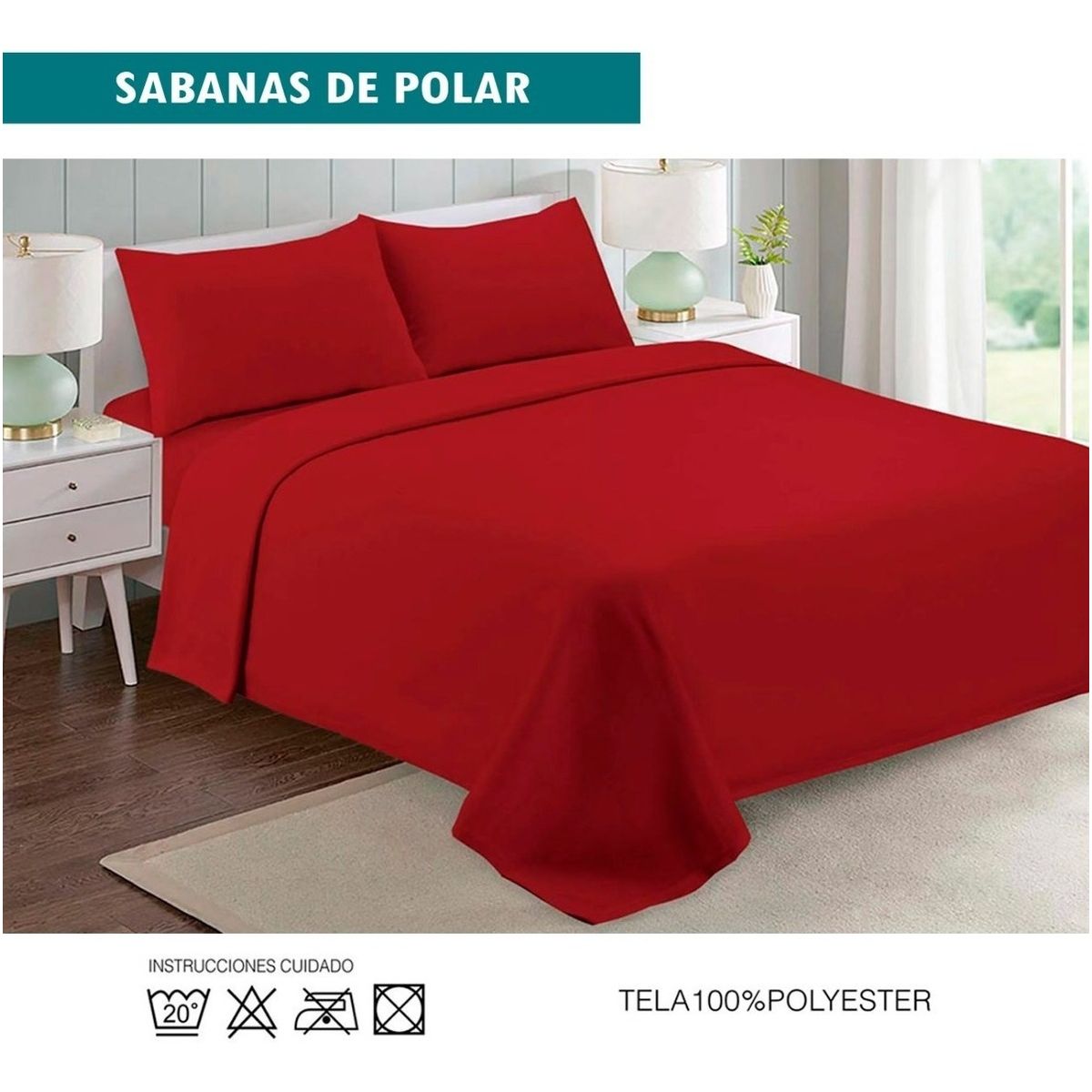 GENERICO - Sabanas De Polar 2.0 Plazas (queen) Rojo Otoño Invierno