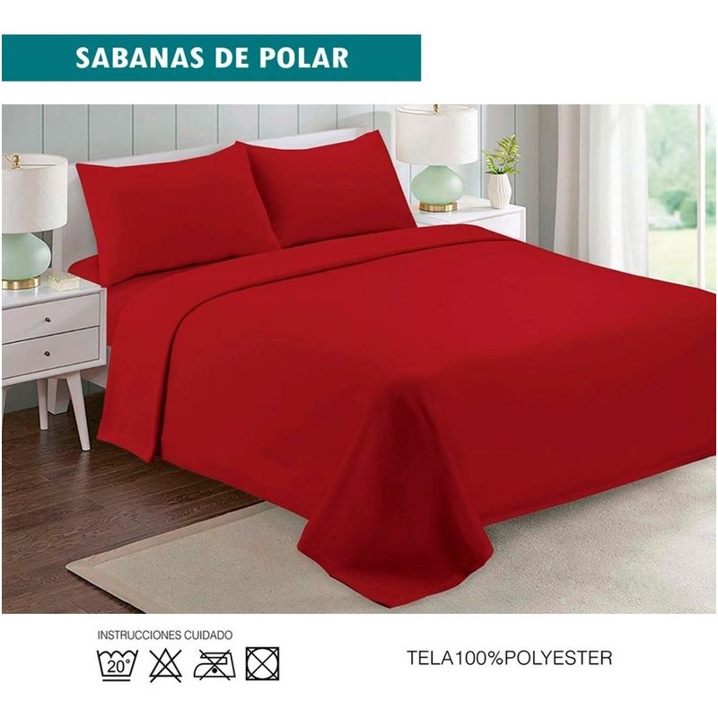 GENERICO - Sabanas De Polar 2.0 Plazas (queen) Rojo Otoño Invierno