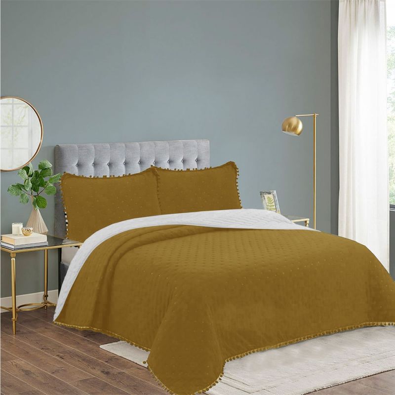 GENERICO - Cubrecama Quilt Algodón 2.0 Plazas (Queen) Mostaza