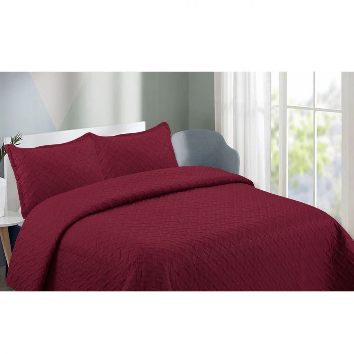 GENERICO - Cubrecama De Verano Quilt Queen burdeo diseño