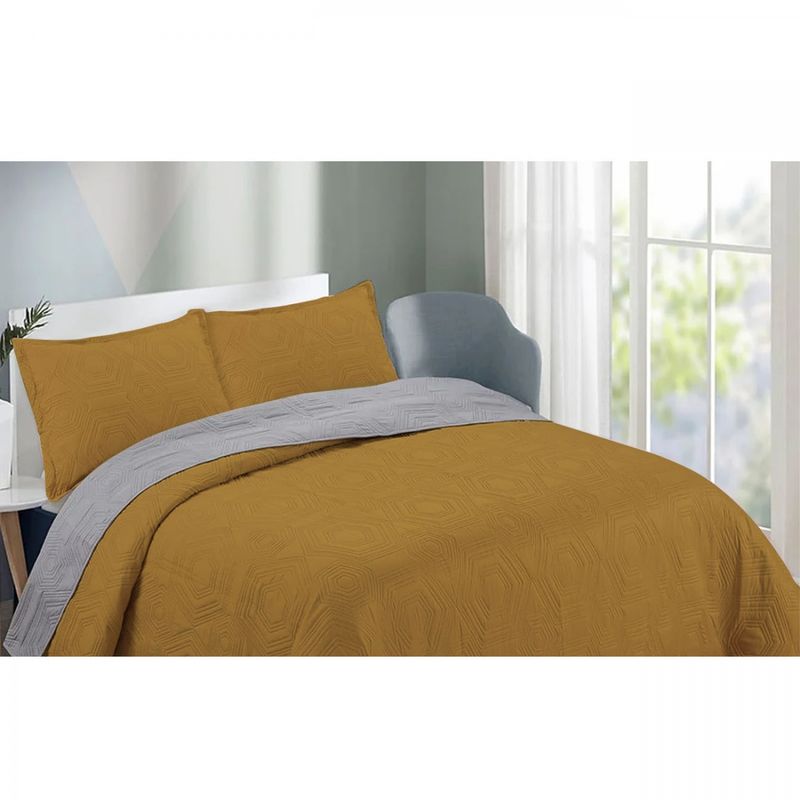GENERICO - Cubrecama De Verano Quilt queen mostaza diseño