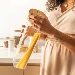 OU - Contenedor Hermético con Tapa Bambú Keep 2 lt Transparente