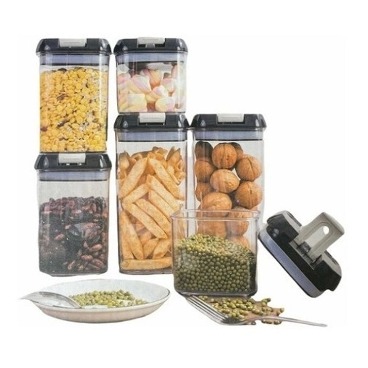 GENERICO - Set De 7 Contenedores Hermeticos De Plastico Cocina Despensa