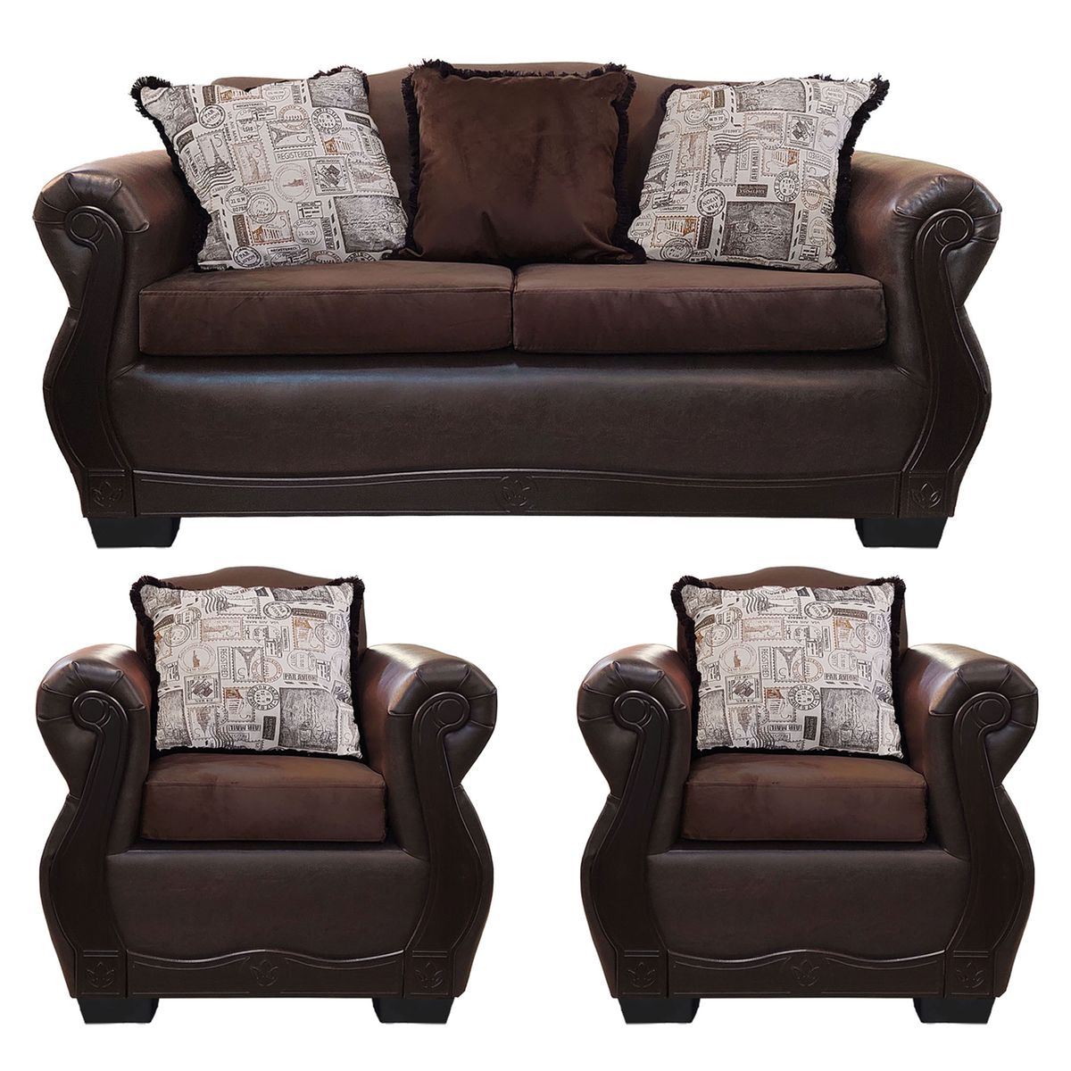 AMERICA DECORA - Living Con Resorte Estructural 5 Cuerpos 3+1+1 Gran Santi Class.