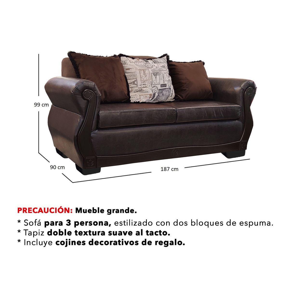 AMERICA DECORA - Living Con Resorte Estructural 5 Cuerpos 3+1+1 Gran Santi Class.