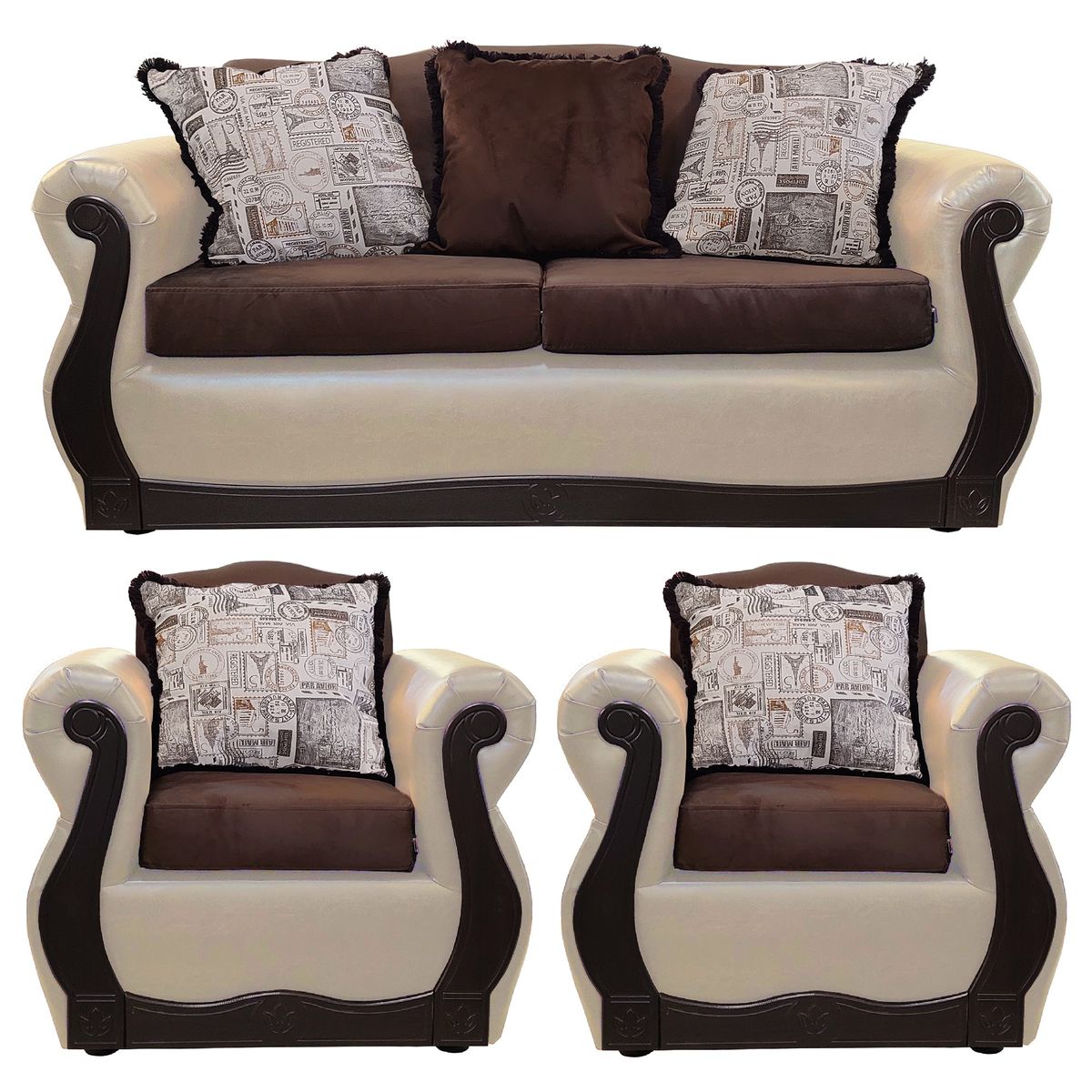 AMERICA DECORA - Living Con Resorte Estructural 5 Cuerpos 3+1+1 Gran Santi Class